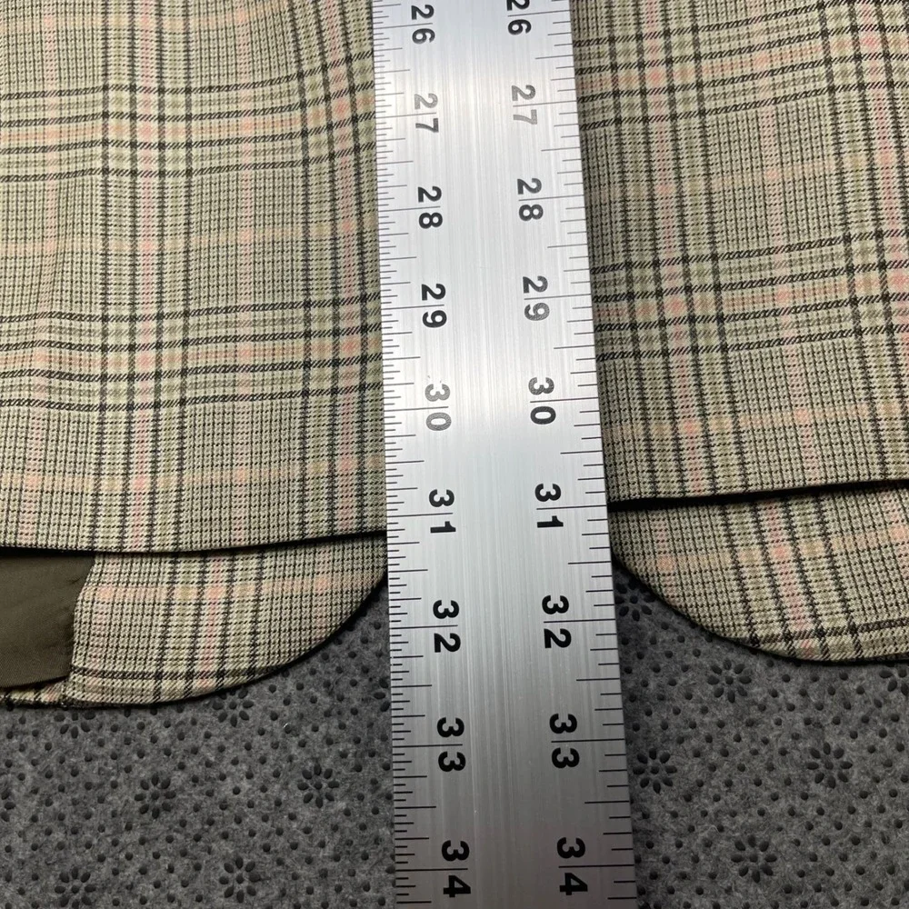 Vintage Southwick Mens 40R Blazer Glen Plaid Sport Coat Grey Tan Pink Made USA